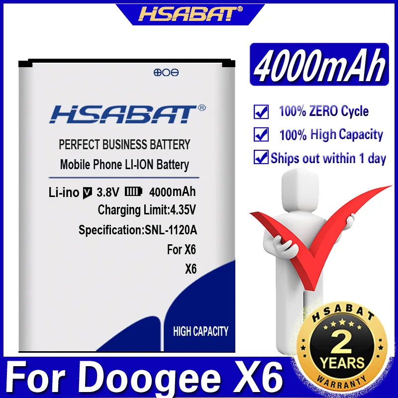 HSABAT 4000mAh Мобильный телефон Аккумулятор для Doogee X6 Для x6 pro | Мобильные телефоны и