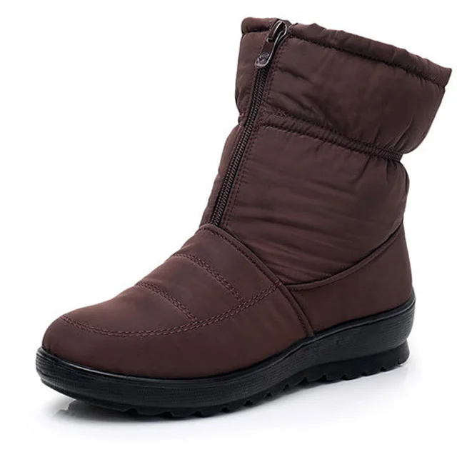 Новые женские ботинки; зимние ботинки; теплая зимняя обувь на меху; женские ботильоны; женские водонепроницаемые Нескользящие ботинки; - Цвет: brown