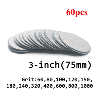 

60pcs 3inch 75mm Sanding Disc Hook Loop 60/80/100/120/150/180/240/320/400/600/800/1000Grit Grinding Buffering Dry Pads Sandpaper