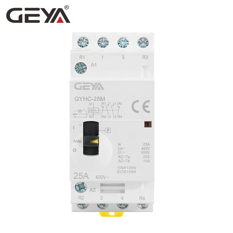 Бесплатная доставка GEYA GYHC 4P 16A 20A 25A 2NO2NC 220В/230В 50/60 Гц din рейка бытовой AC модульный