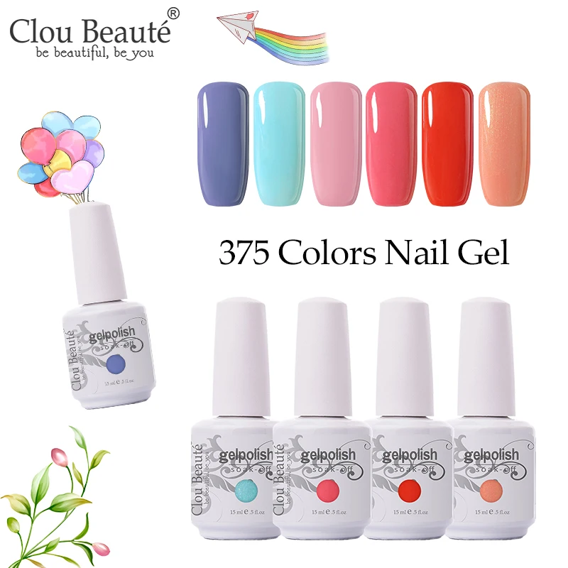 Гель для ногтей Clou Beaute УФ гель 15 мл 375 цветов долговечный Блестящий лак дизайна