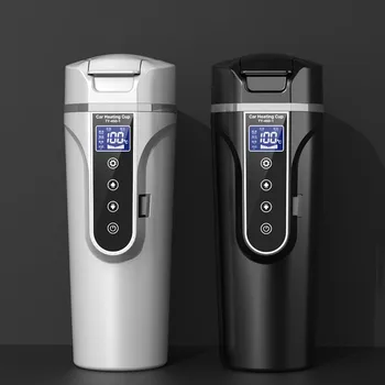 

Smart Car Electric Heating Cup for Coffee Tea Milk 450ML Portable Auto Travelling Electric Water Kettle Cup BPA-Free LCD Display