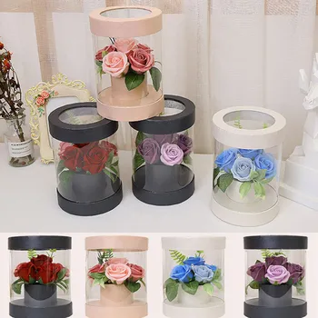 

RFID Blocking Multi-Functional Leather Wallet Multifunctional Organ Card Holder Soap Flower Gift Box Artificial Rose Flower