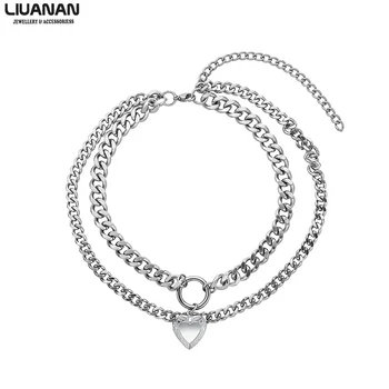 

Chic Punk Fashion Multi Layer Necklace For Women Girl Gift Heart Chain Choker Jewelry Stainless Steel Pendant Necklace Jewelry