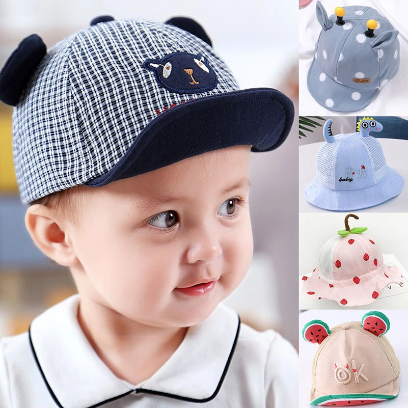 Light Blue Baby Toddler Boy Girl Cute Sun Cap Hat With Ears for 6-24 Months