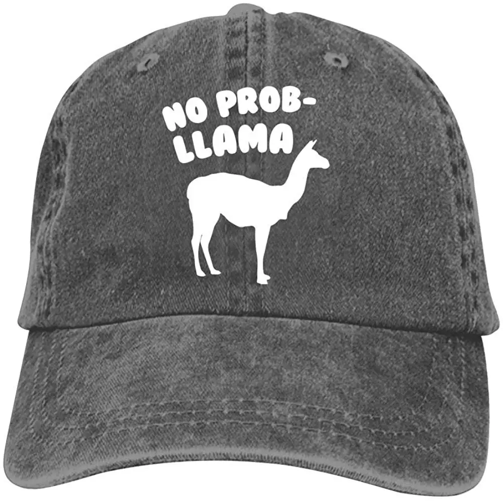 Unisex No Prob Llama Adult Baseball Caps Vintage Jeans Adjustable Denim Cotton Hat |