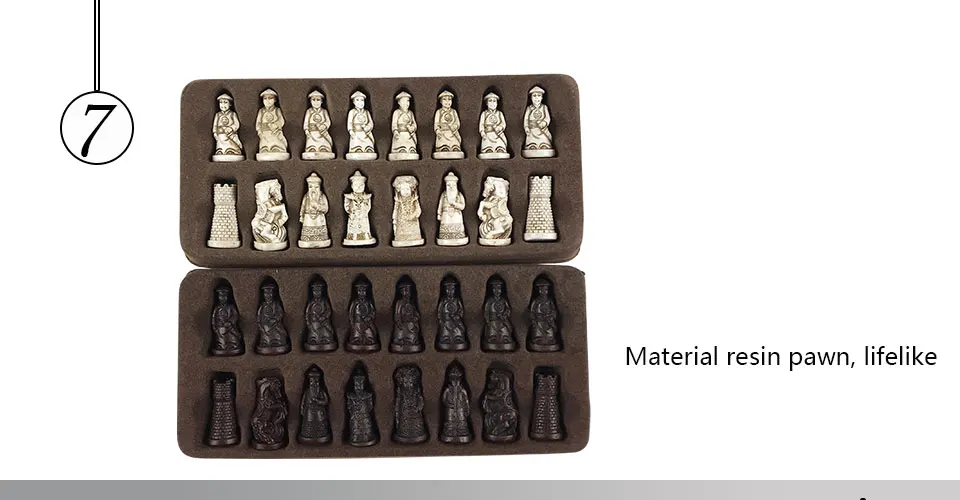 Easytoday Traditional Chess Wooden Games Set Synthetic Wood Chess Board Antique Resin Chess Pieces High Quality Game Gift (7)