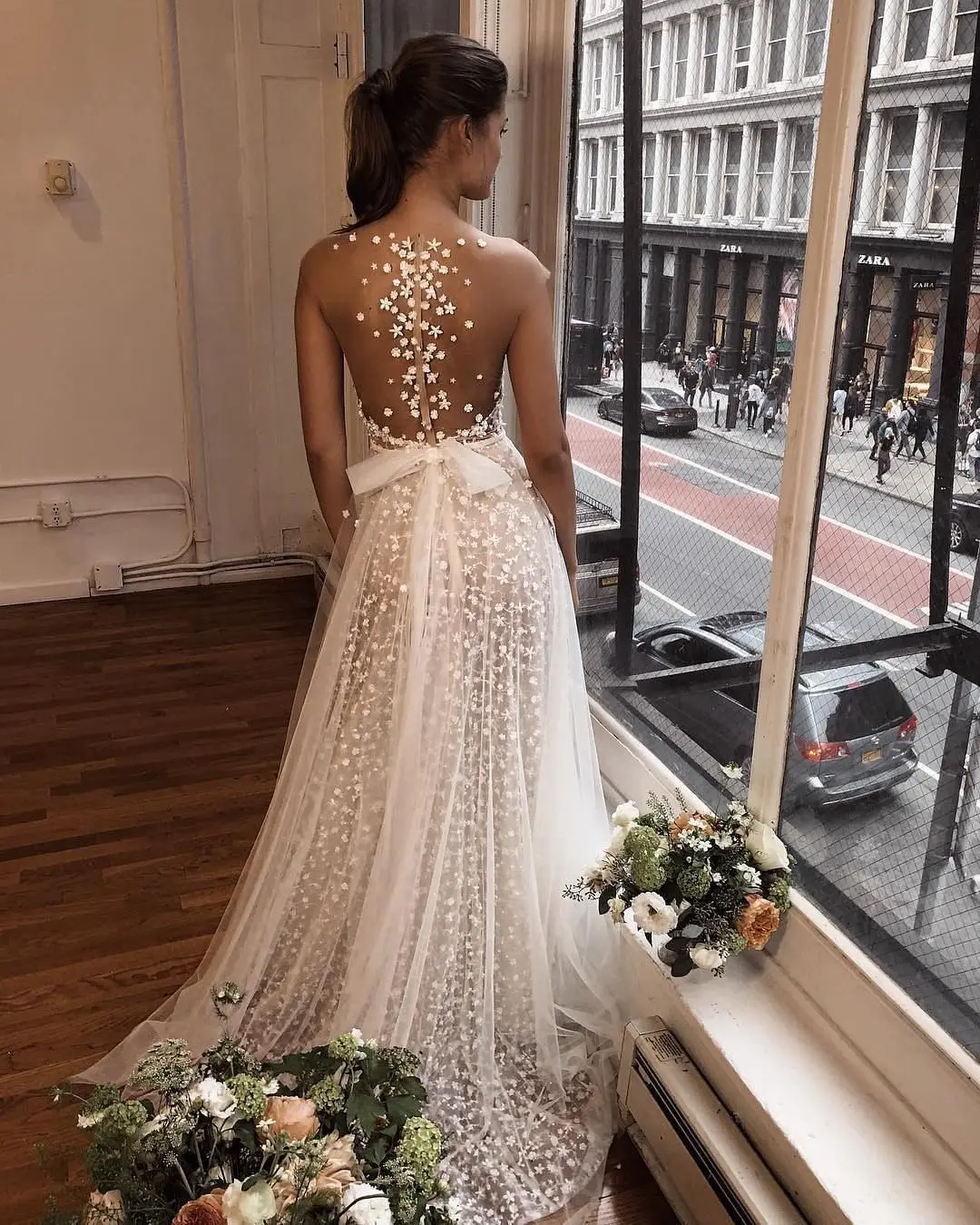 Vivian's Bridal Необычные кружевные аппликации летнее пляжное свадебное платье Милая Фея Иллюзия сетка бант пояса А-силуэт Бохо свадебное платье