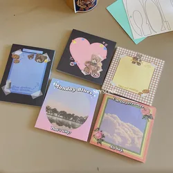 SKYSONIC 50 Sheets Memo Note 100gsm N times No Sticky Memo Pad Paper Tabs Cake Heart Bear Lovely Notepad School Stationery