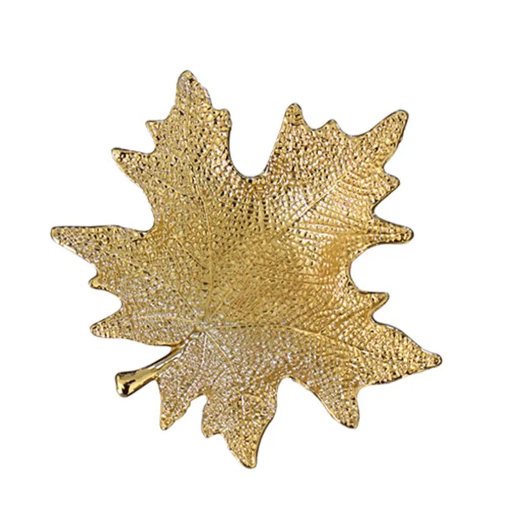 European-style Metal Tray Ornaments Golden Leaf Storage Light Luxury Creative Home Desktop Jewelry Crafts | Дом и сад