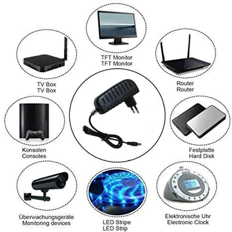 Top Caricatore Alimentatore 5V Con Cavo 110cm Per Altoparlante Portatile Sony SRS-XB31 - Adattatore AC-DC 100-240V, Polarità Centro Positivo