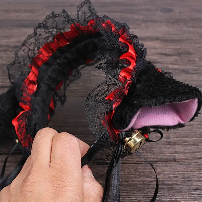 Cosplay&ware Women Ruffles Lace Headband Plush Cat Ears Ribbon Golden Bell Tassels Decor Lolita Cosplay Hair Hoop Lovely Pointed Fluffy -Zentai shop online Hf839029e65f7473bbfa6aed0aa07ba21q.jpg
