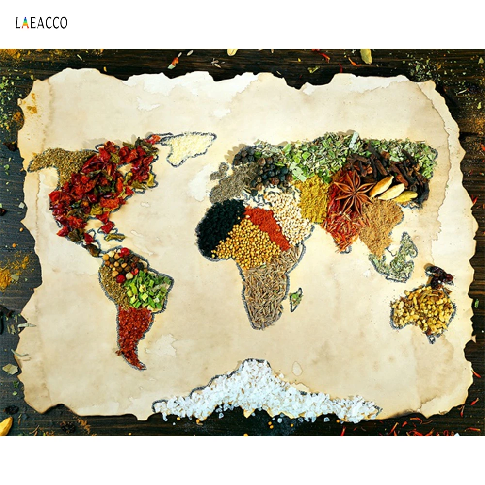 Laeacco карта мира еда Кухня Декор Живопись холст настенные художественные