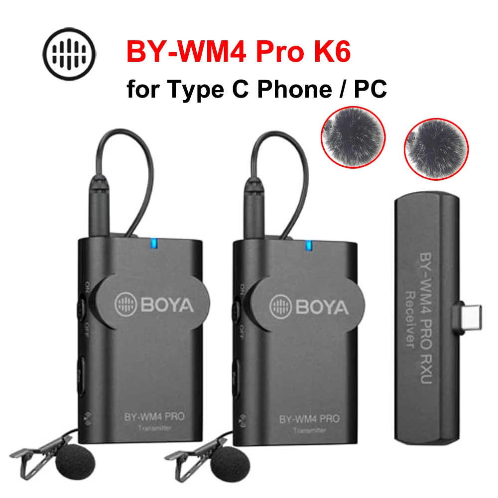 BOYA-micrófono inalámbrico BY-WM4 Pro K6, interfaz tipo C, para teléfono inteligente, HUAWEI, OPPO VIVO, XIAOMI, PC, Macbook