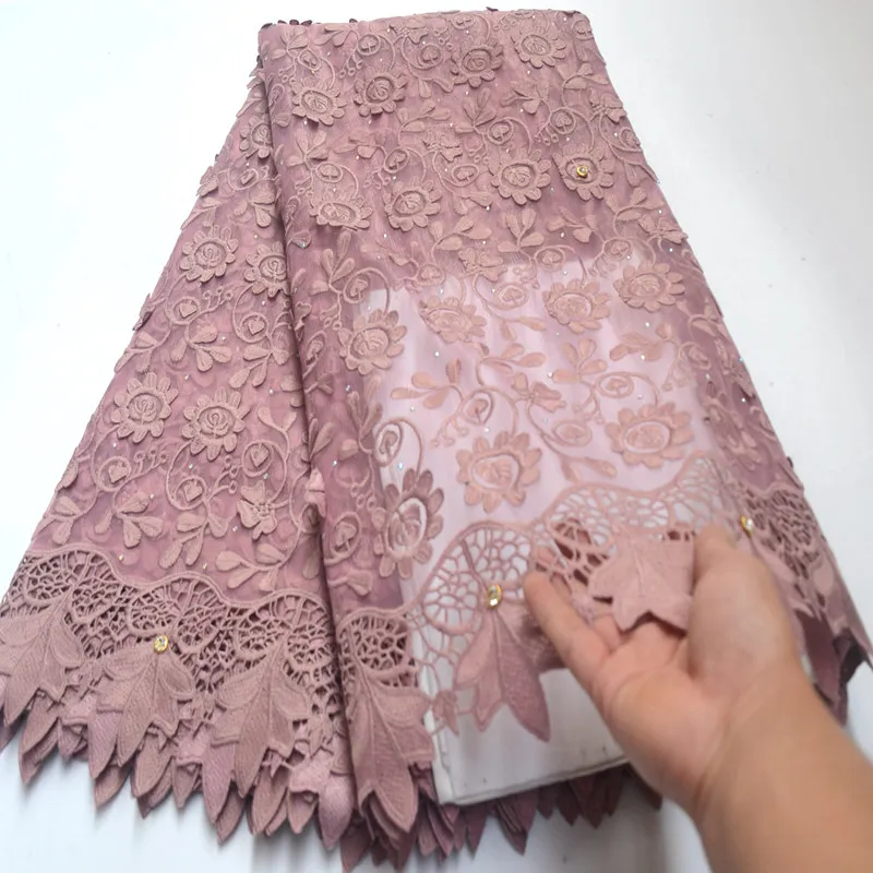 

African Lace Fabric 2019 High Quality 3D Lace French Net Lace Fabrics Onion Nigerian Lace Fabrics For Wedding DG643