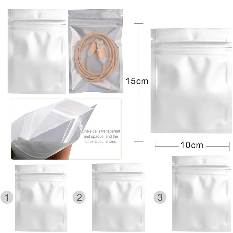 Белая-прозрачная Самоуплотняющаяся молния пластиковая упаковка сумки для