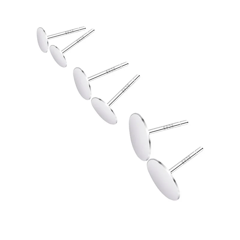 10pcs Real Solid 925 Sterling Silver Earring Stud Needle Post Flat Base Pins 4~8mm Settings DIY Jewelry Making Findings | Украшения и