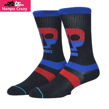 

Skull Pattern Skateboard Socks Men Towel Bottom Comfort Cotton Meias Fit Performance hip hop Sox Y472
