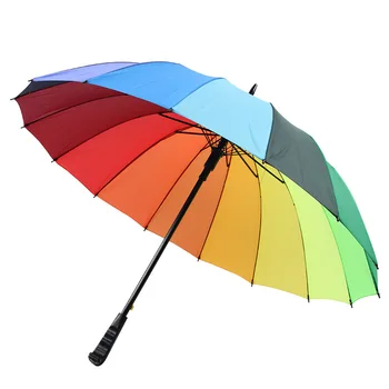 

Straight Rod Rainbow Umbrella Long Handle Windproof Colorful Umbrella Women Men Rain Umbrella Free Shipping WB1146