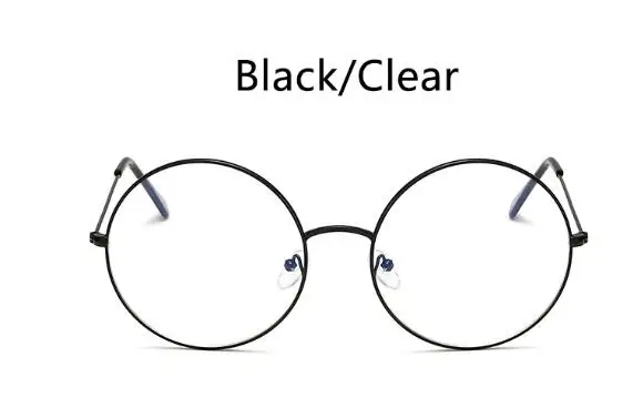 C1 black clear Большие круглые очки, прозрачные Женские оправы для очков, металлические прозрачные линзы, оптическая оправа zero, близорукость, Nerd, модная оправа для очков - Цвет оправы: C1 black clear