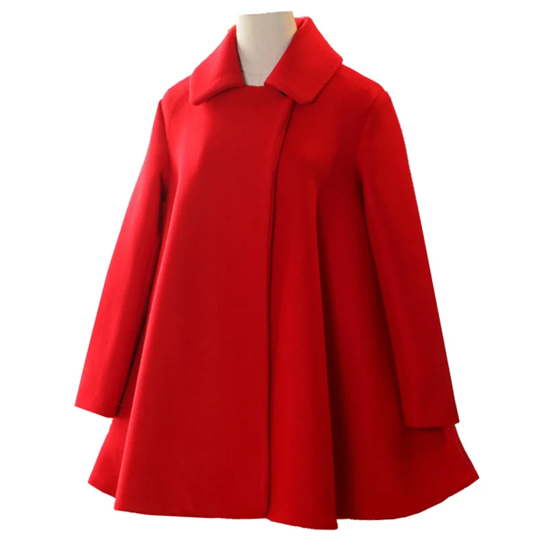 Плащ стиль осень зима шерстяное пальто Женская длинная парка пальто красный белый шерстяное пальто Женская манто Femme теплая куртка женская C5821 - Цвет: red style 1