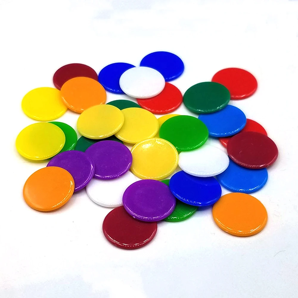 Plastic Game Chips 100pcs/Set 19mm Plastic Chips DIY Tokens Color Board Game Coins Bingo Accessories Teaching Game Coins