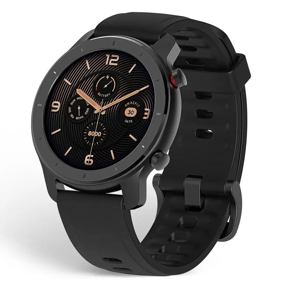 42mm Starry Black Смарт-часы Amazfit GTR 47 мм 5ATM водонепроницаемые Смарт-часы 24 дня батарея управление музыкой кожаный силиконовый ремешок - Цвет: 42mm Starry Black