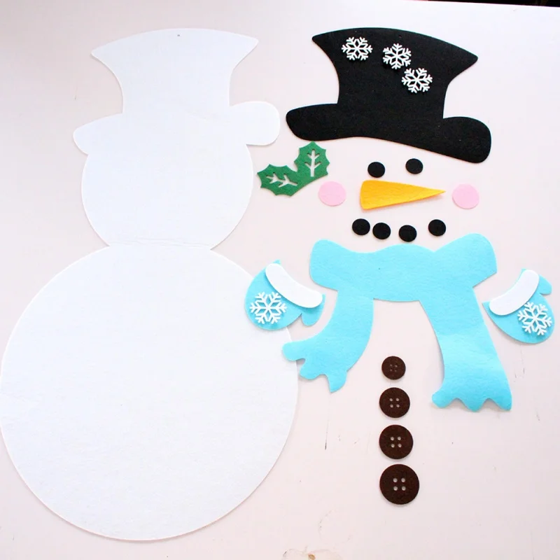 DIY фетровый Рождественский набор Снеговик с 31 шт. съемные настенные декорации рождественские украшения-головоломки для детей