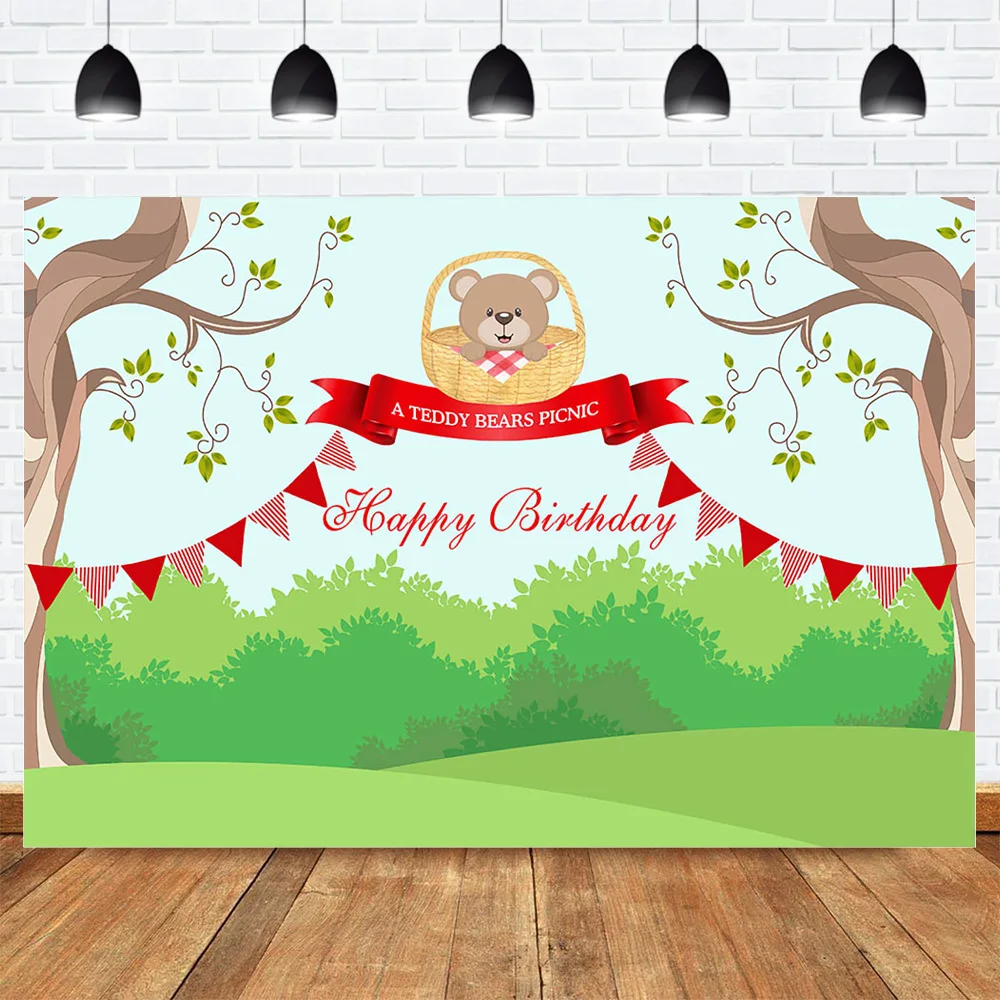 Brown Bear Picnic Themed Birthday Backdrop for Photography Wild Jungle Baby  Birthday Party Banner Decor Background Photocall - AliExpress Consumer  Electronics