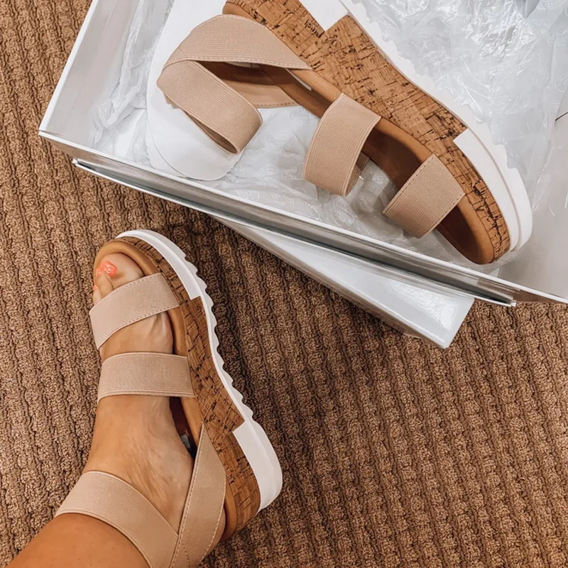HEFLASHOR Women Platform Sandals Peep Toe High Wedges Heel Ankle Buckles Sandalia Espadrilles Female Shoes | Обувь