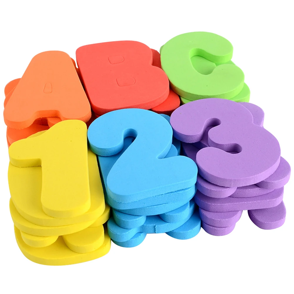 Juguetes de bañera flotante para bebé, letras/números EVA, juguete cognitivo Montessori, 36 Uds., regalo interactivo portátil para niños