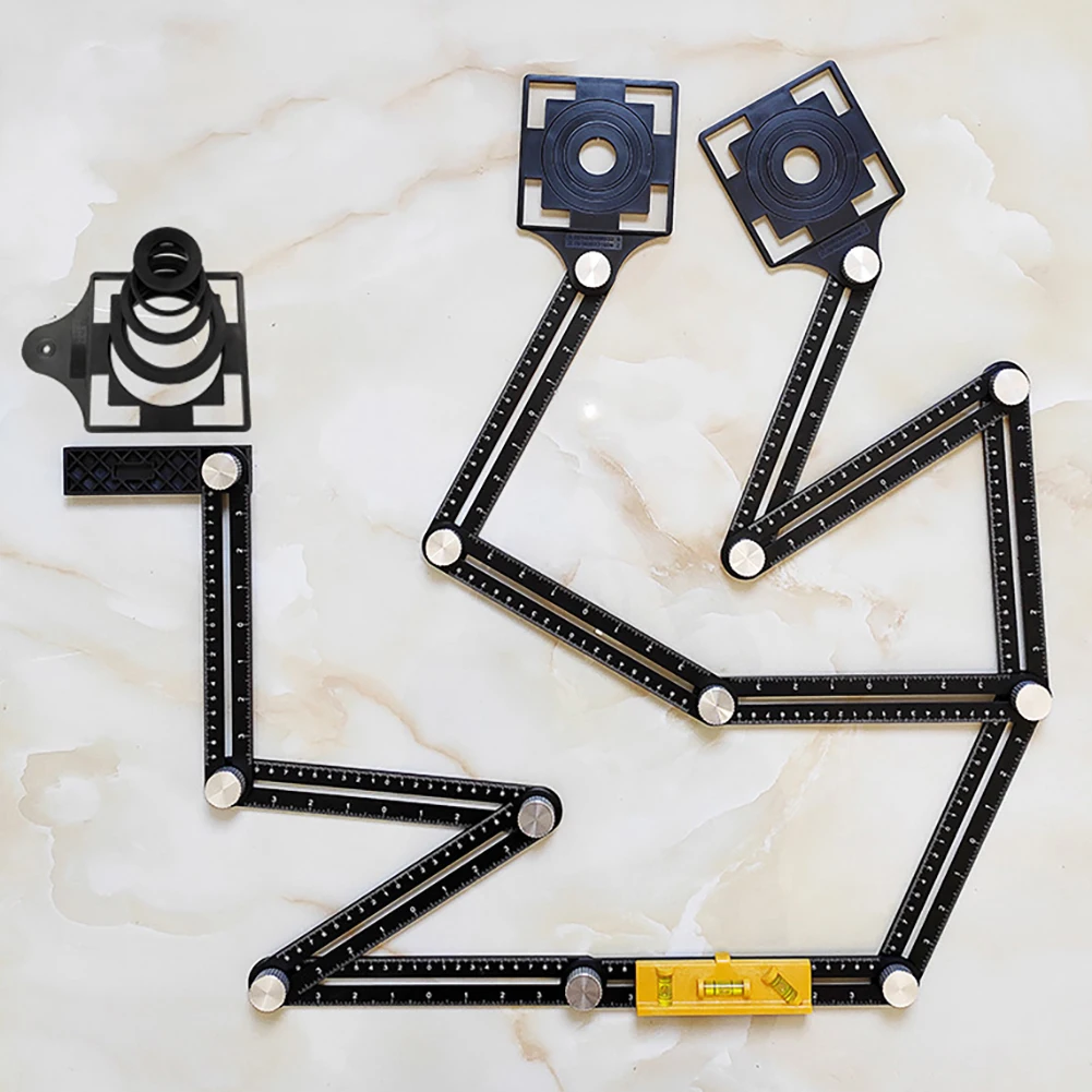Aluminum Alloy 12 Folding Ruler Tile Opening Locator Mud Tile Shop Paste Floor Tile Glass Universal Hole Punch Hand Tool Aluminum Alloy 12 Folding Ruler Tile Opening Locator Mud Tile Shop Paste Floor Tile Glass Universal Hole Punch Hand Tool