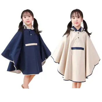 

Children Raincoat Excellent Technology Fabric Polyester Cloth Students Long Hooded Cloak Waterproof Breathable Rainwear