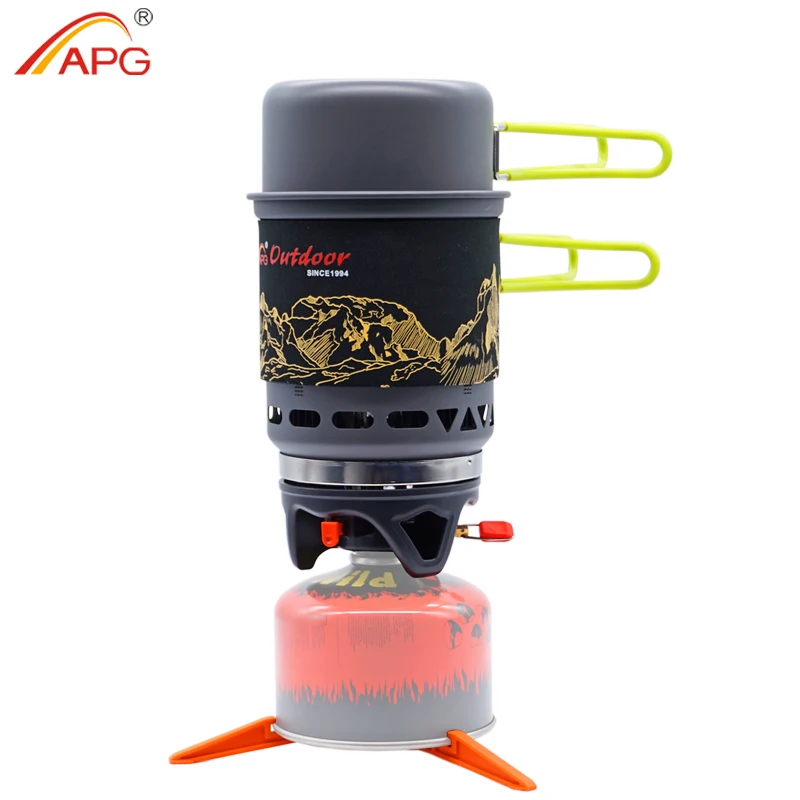  APG Camping Cookware Bowl Pot Pan Combination Portable Tableware gas cooking system stove outdoor c