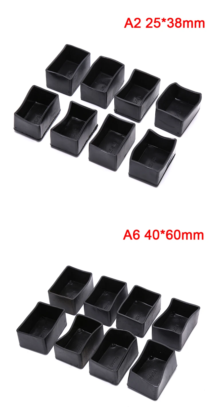 8 Pcs Durable Rectangle Silicone Chair Leg Caps Non-slip Table Foot Cover Socks Protector Protecting Furniture Floor Cover 7Size