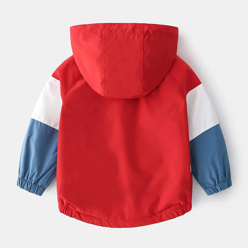 Spring Children Jackets for Boys Hooded Patchwork Outerwear Windbreaker Autumn Casual Coats 2-6 Years Kids Jackets