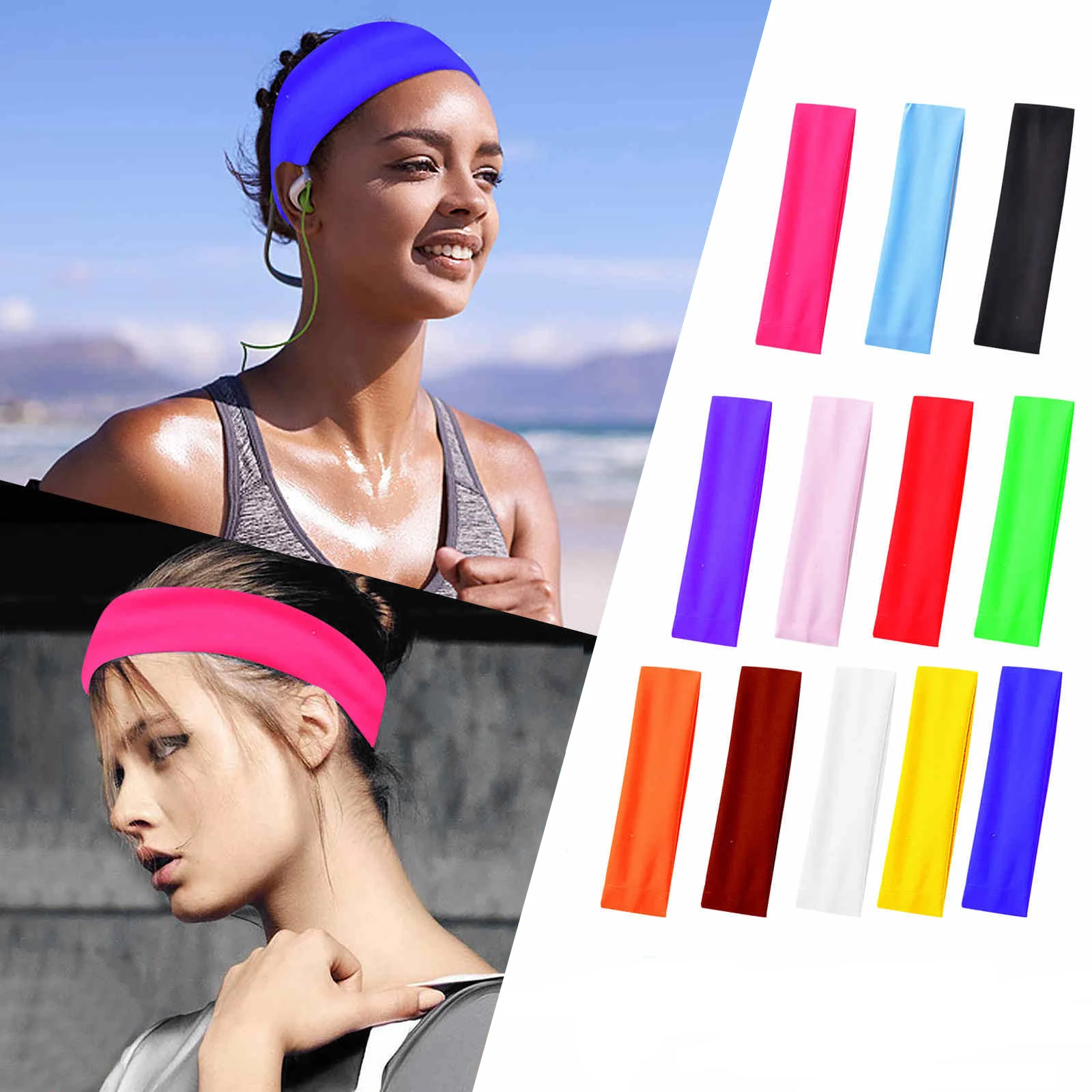 22 Color Fashion Sports Headband Wide Elastic Yoga Hair Bands Running Fitness Headwear Women Turban Head Warp Hairband Sweatband