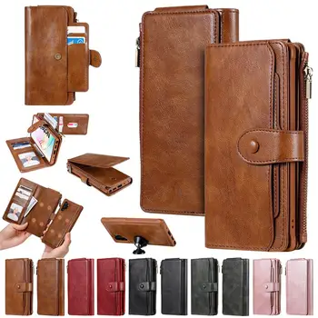 

For Samsung Galaxy Note 8 9 Cover Plain PU Leather Wallet With Card Pocket Notecase For Samsung Galaxy Note 10 10 Plus Case Bag