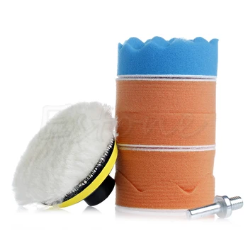 

7 Pcs 3" Buffing Pad Auto Car Polishing Wheel Kit Buffer + Drill Adapter M14 U90C