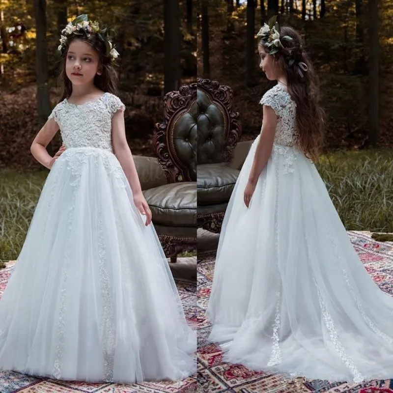 

Girl's Lace Baby Princess Bridesmaid Flower Girl Dresses For Wedding Party Girls Pageant Dresses Kids Birthday Princess Gown