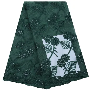 

Green African Milk Silk Lace Fabric High Quality Lace French Milk Silk Lace Fabric With Sequins For Nigerian Dress Party 1762