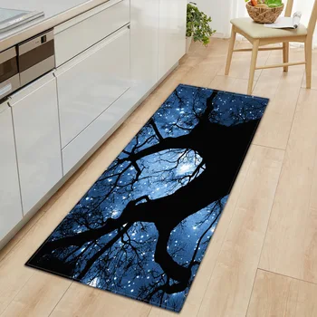 

Printed Kitchen Strip Carpet Flannel Star Floor Mat Non-slip Absorbent Living Room Long Mats Entry Rug