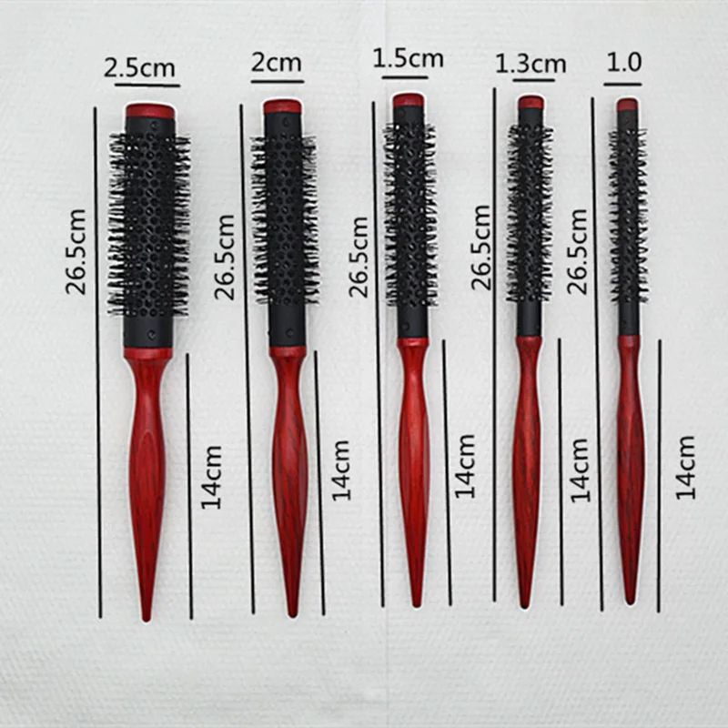 

Nylon Hair Round Brush Roller Comb Subuliform Handle for DIY Hairstyle Salon Hairdressing Round Hairbrush Comb 1-2.5cm