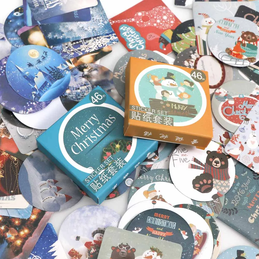 46 шт./кор. Merry Christmas мини бумажная наклейка украшение DIY дневник в стиле Скрапбукинг Рождественская печать наклейка на Рождество DIY подарочная сумка