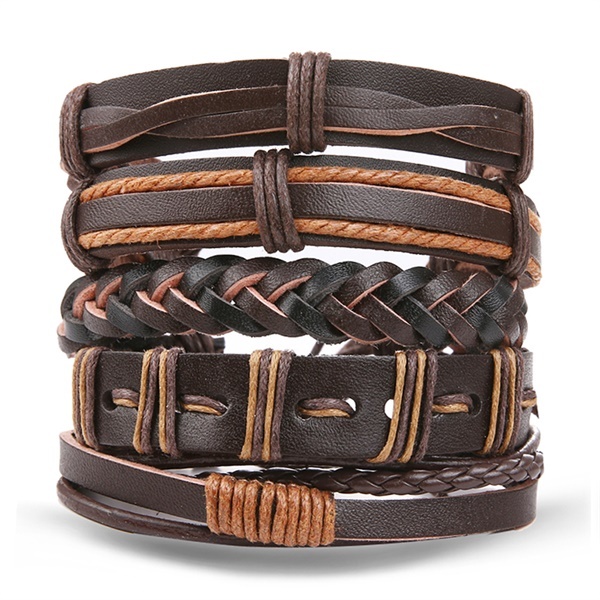 Vintage Flower Bracelets & Bangle Boho Multiple Layers Leather Bracelet 2019 For Women Man Wrap Female Punk Jewelry Gifts