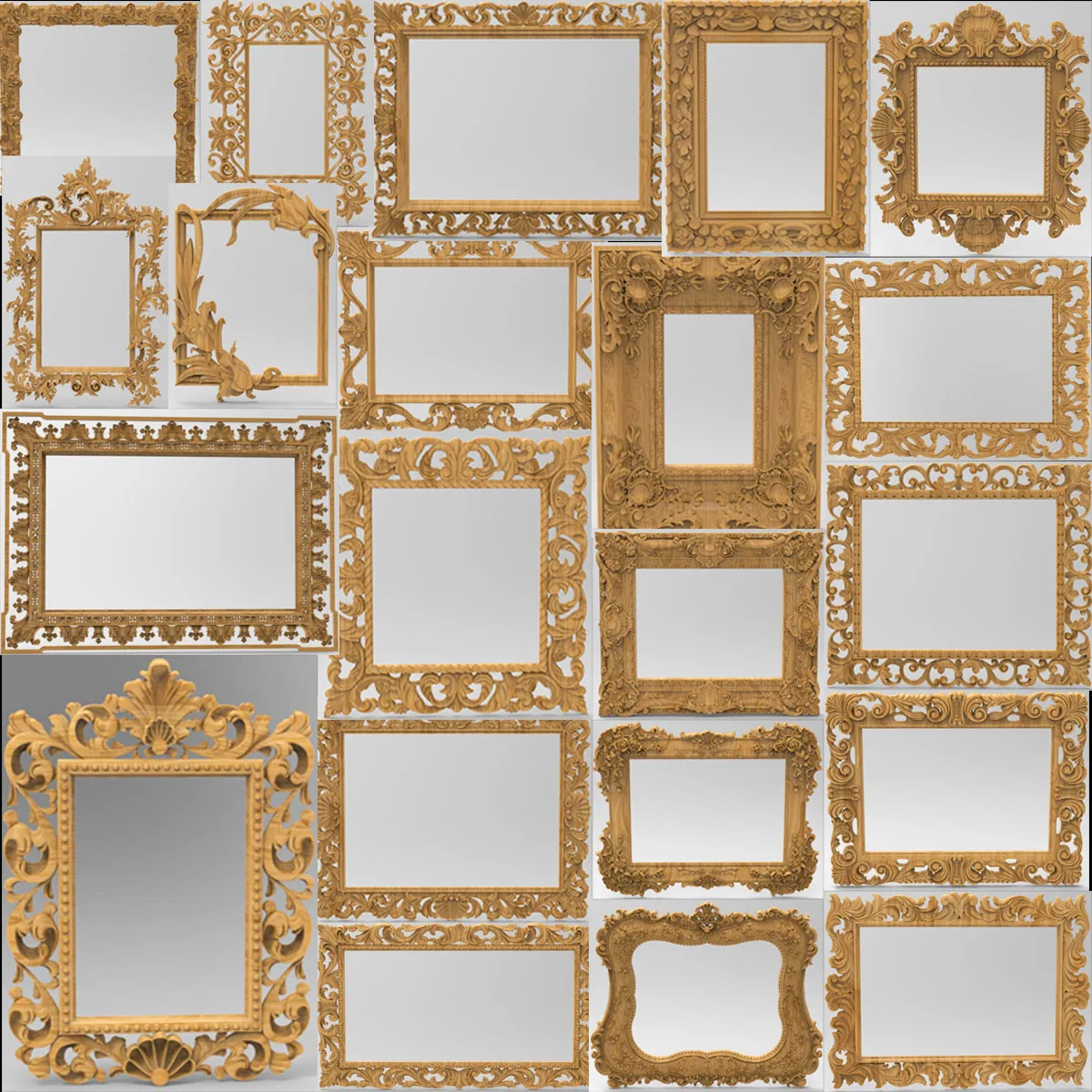 22pcs digital file frame 3d model relief for cnc carving engraving in STL file format artcam type3 aspire