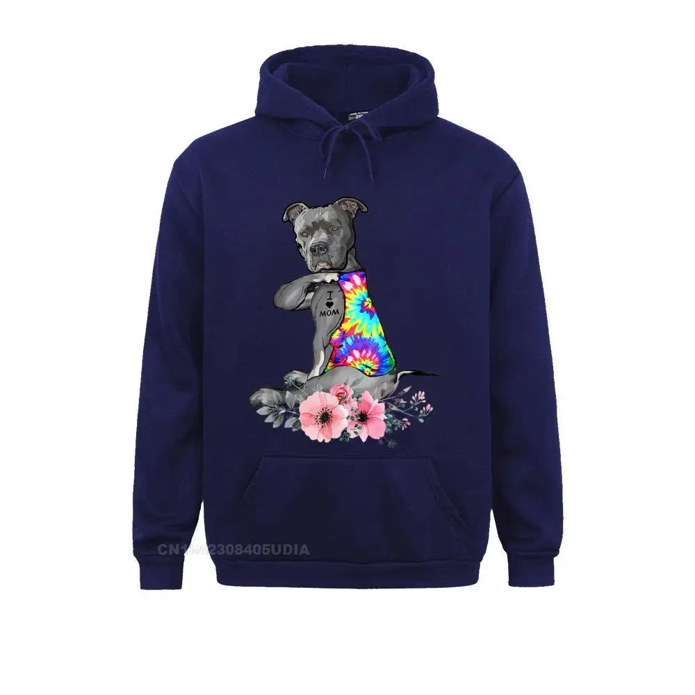 Pitbull Dog Tattoo I Love Mom Mother's Day Gift T-Shirt__B8686 Sweatshirts Long Sleeve Funny Men Summer/Autumn Hoodies Print Clothes  Pitbull Dog Tattoo I Love Mom Mother's Day Gift T-Shirt__B8686navy
