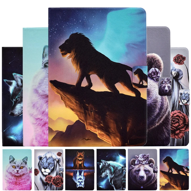 Tablet Cover For Samsung Galaxy Tab A 10.5 inch 2018 SM-T590 T595 Cartoon Lion Leather Case A2 10.5&quot Cases | Компьютеры и офис