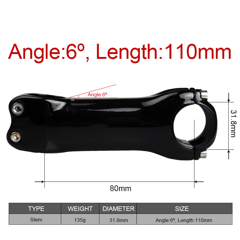 BIKEIN- New Full UD Carbon Glossy Black Professional Bicycle Stem 6 Degrees Ultralight Stem 135g For 31.8mm Road Mountain Bike - Цвет: Бургундия