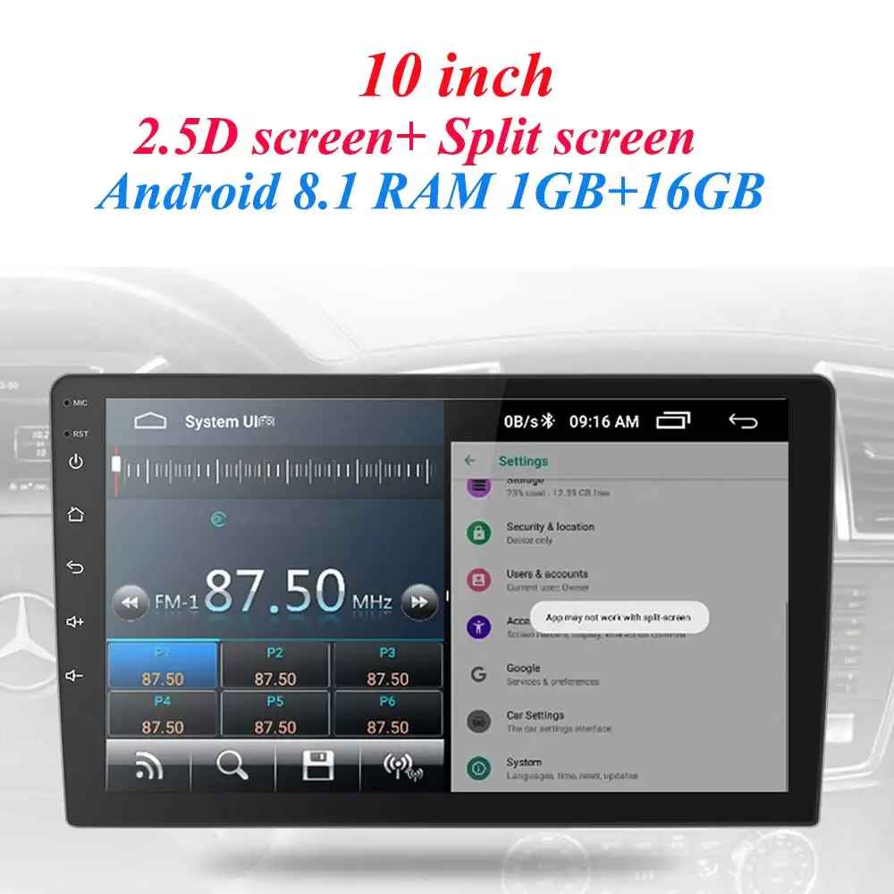 Mirrorlink iPhone Android 9,0 one din радио Bluetooth автомагнитола мультимедийный MP5 плеер для Toyota Corolla E140/150 2008-2013 без Android - Цвет: 10 inch android 8.1